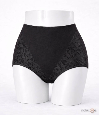 Gładkie wyższe majtki z delikatną koronką, Monika 8913