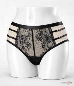 Eleganckie majtki z siateczki, ozdobne paseczki, Ania Lu Lo 393